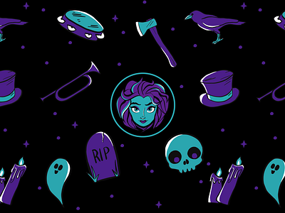 Regions Beyond Pattern design ghost halloween haunted mansion illustration