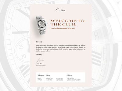 Daily UI 17 — Email Receipt 017 cartier daily ui dailyui dailyui 017 dailyui017 email email receipt figma ui ux watch watches