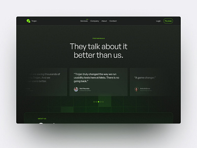 Daily UI 039 — Testimonials 039 daily ui dailyui figma grain green noise testimonials ui ux web web design website