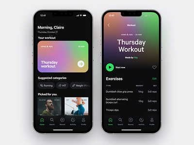 Daily UI 041 — Workout tracker app daily ui dailyui figma green mobile spotify tracker ui ux workout