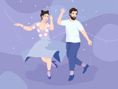 Don’t worry, don’t cry, let’s dance and fly babe 🎼 . app character couple illustration mobile vector