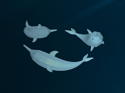 Dolphins undersea 3d c4d digitalart dolphin illustration polygon sea underwater