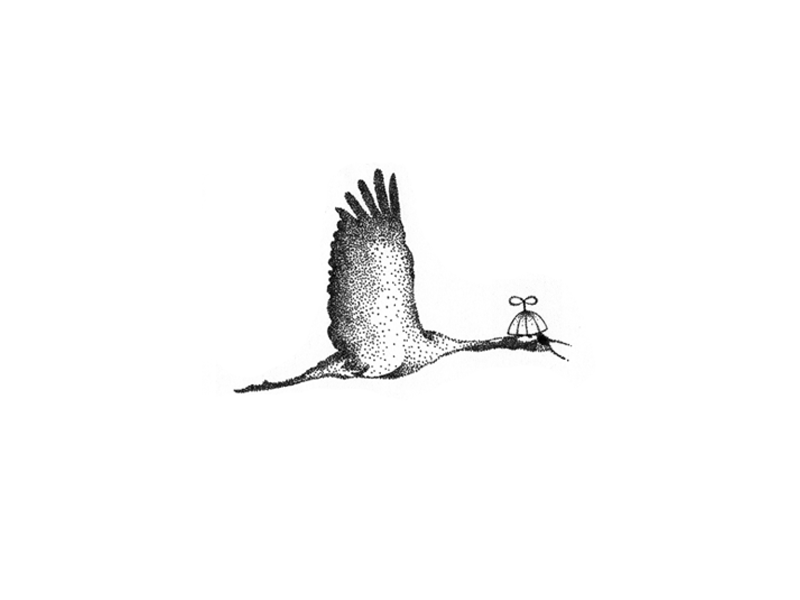 Kraanvogel handmade vintage hipster logo animal sketch traditional illustration pointillize pointillism kraanvogel bird