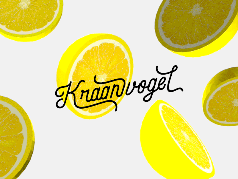 Handmade Lemonade Kraanvogel 3d animation blender floating handwritten lemon logo modeling render