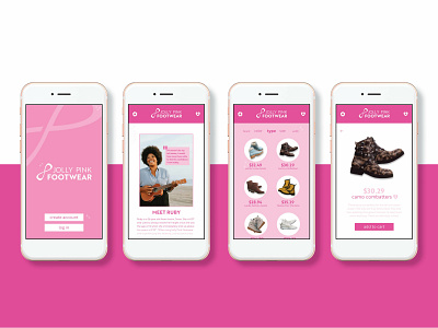 Jolly Pink Footwear App adobe xd app app branding ui ui ux design ui ux xd