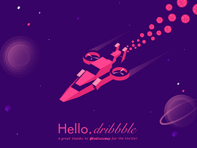Dribbble Dribbble Spaceship first shoot，space illustration isometric