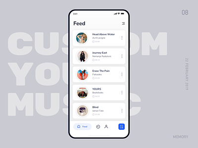 Customize Your Music animation blue feed list music app ux animation ux-ui
