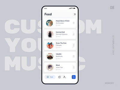 Customize Your Music animation blue feed list music app ux animation ux ui