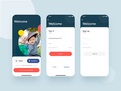 Sign in/up App. app colors kit mobile sign in signup ui welcome