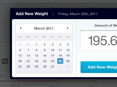 Input Modal calendar date input weight