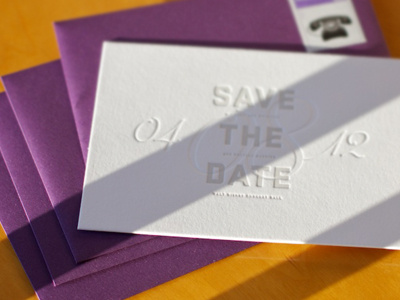 Save The Date letterpress paper save the date type violet wedding
