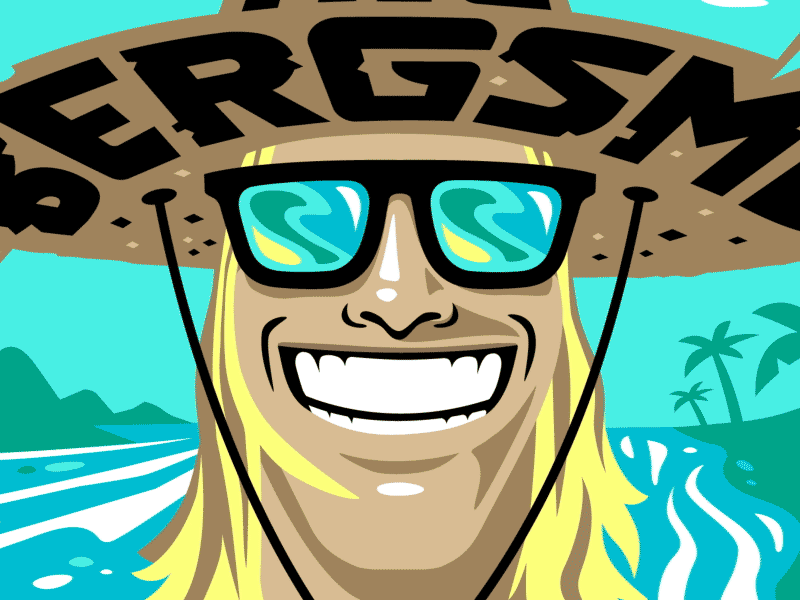 MicBergsma Intro animated bergsma branding caricature channel gopro hat hawaii intro logo maui smile straw sunglasses tropical waves youtube youtube logo youtuber