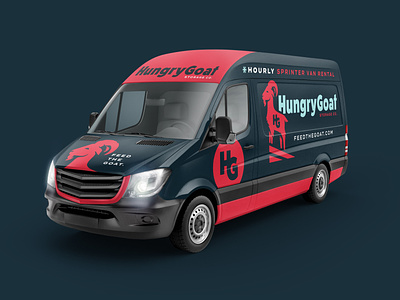 HungryGoat Sprinter Vans animated billygoat branding bus facility goat goatee logo mascot mockup moving sprinter storage van vehicle vehicle wrap