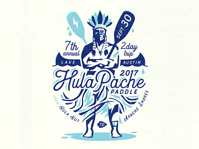 Hulapache Paddle canoe event hawaii hula illustration kayak logo native paddle race sports t-shirt