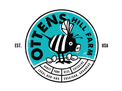 Ottens Hill Farm bee branding chicken eggs farm funny honey logo pig pork shirt texture
