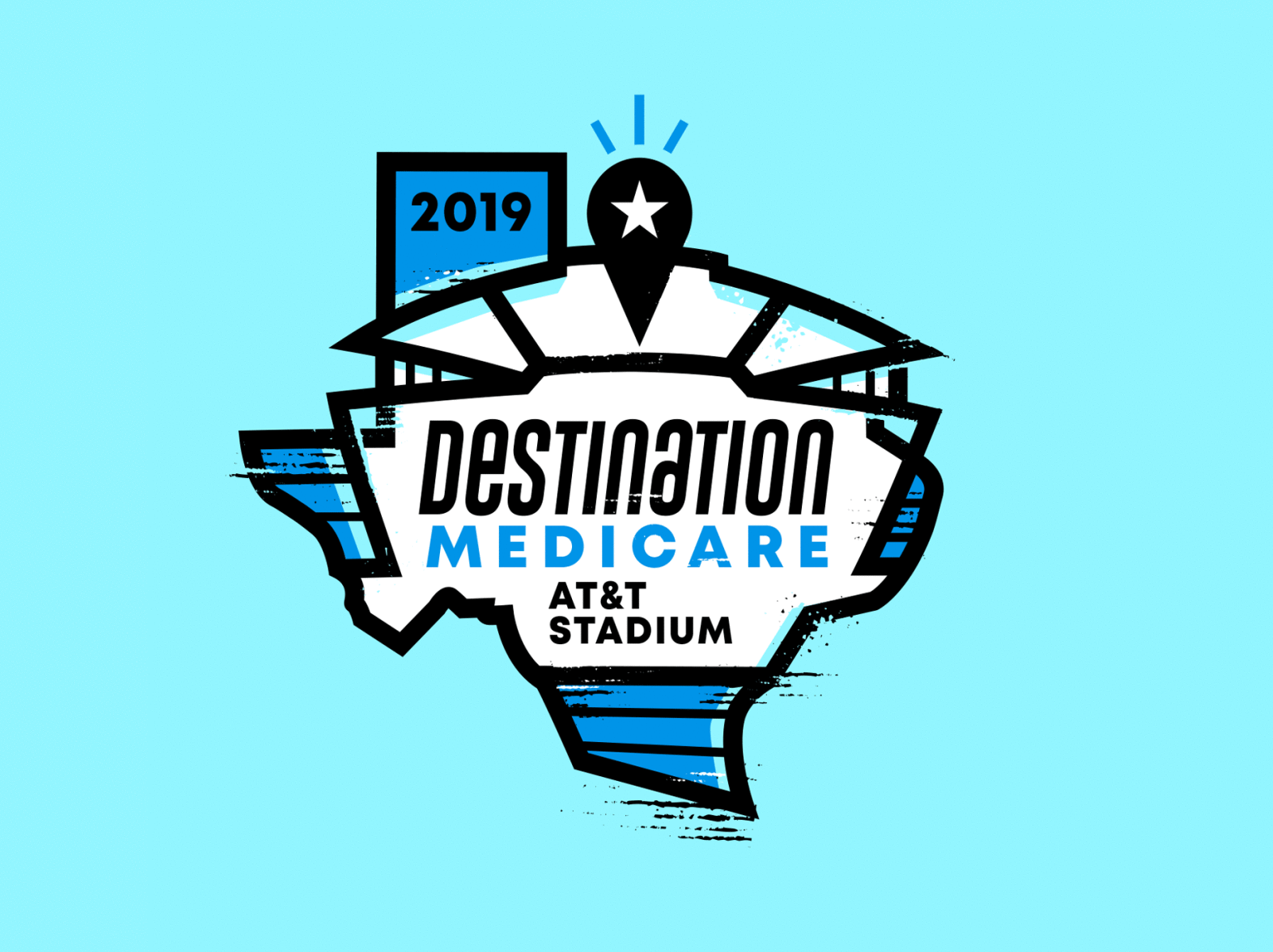 2019 Destination austin branding conference cowboys dallas design event football health healthcare logo mark medical medicare merch pin stadium texas texture vector