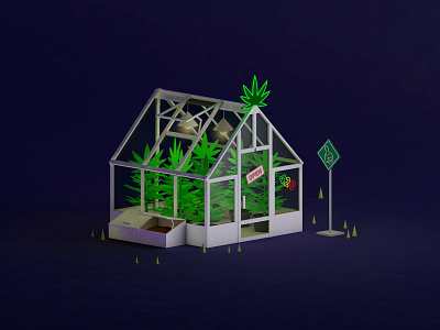 Marijuana Greenhouse 3d 3d illustration c4d cinema4d cinema4dart illustration isometric lowpoly modeling render