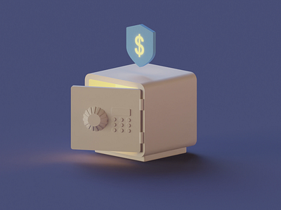 Safe Box Icon Animation 3d 3d illustration animated animation blender blender3d icon illustration lowpoly modeling render safebox
