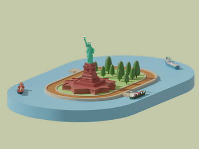 Statue of Liberty 3d 3d illustration animation blender illustration lowpoly modeling new york render statue of liberty