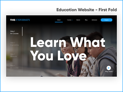 Homepage Concept for a University Website concept design education first fold firstfold landing page ui university web web design website