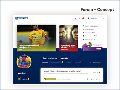 Forum Homepage - Concept community concept dark theme design first fold firstfold forum forums ui web design website