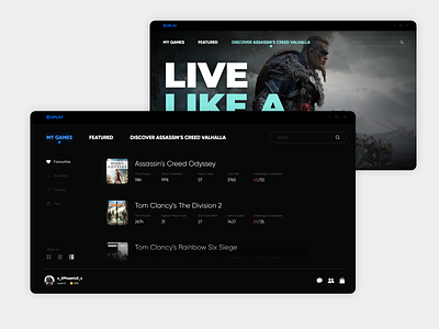 Uplay Redesign Concept assassins concept design game library gaming gaming app gaming website redesign ui uplay