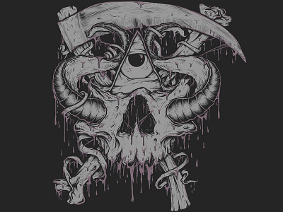 Sickle & Bone art banner design drawing graphic illustration print sickle skull