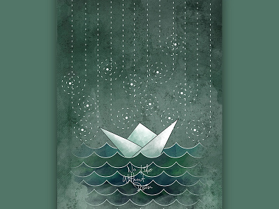 No Life Without Rain boat memories paper paperboat rain rain illustration raindrops rainy rainy season water watercolour waves