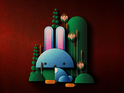 Rabbit bunny creative illustration cute bunny digital art easter bunny illustration paper art style paper cutting art paper cuttings rabbit rabbit illustration round shape