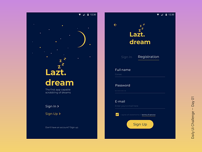 Daily UI Challenge #01 - Sign Up app challenge dailyui mobile signup ui