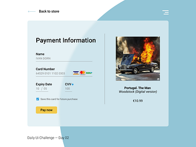 Daily Ui Challenge Day #002 - Credit Card Checkout challenge credit card dailyui music payment ui web