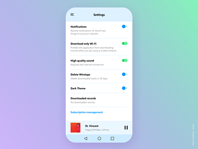 Daily UI Challenge Day 07 - Settings android app challenge dailyui design figma music settings ui ux web