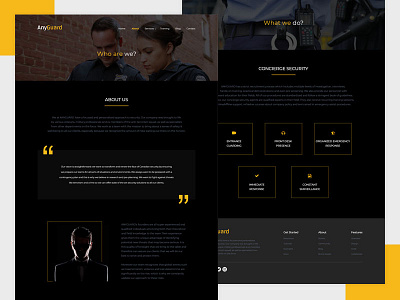 Any Guard Web Design dark mode dark theme design minimal photoshop security ui ux webdesign website website design