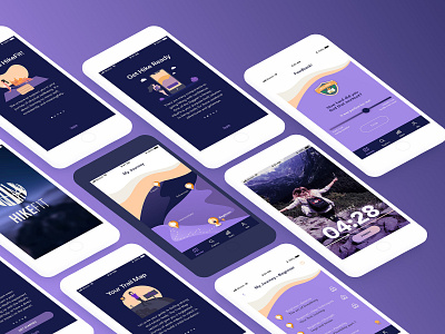 UI Design for HikeFit app design fit hike illustration illustrator purple sketch typography ui ui design user interface