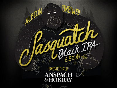 Sasquatch Black IPA beer homebrew label lettering sasquatch
