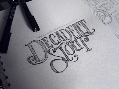 Decadent Stout Sketch lettering script sketch