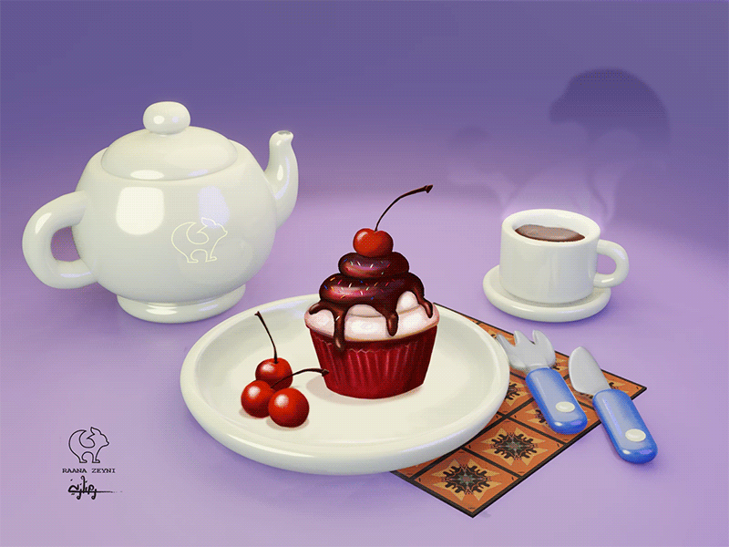 TeaTime 2d animation 2danimation 3d modeling animated gif blender frame by frame fx illustration loop motion design