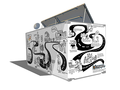 Grafitti & Illustration for LifeMapz black and white grafitti illustration shipping container vinyl wrap wrap design