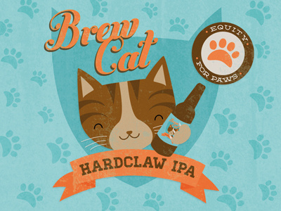 hardclaw IPA beer cat illustration label packaging