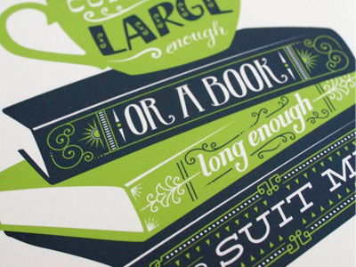 Tea & books blue books green print tea typography