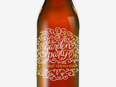 Garden Party IPA beer calligraphy flourishes label