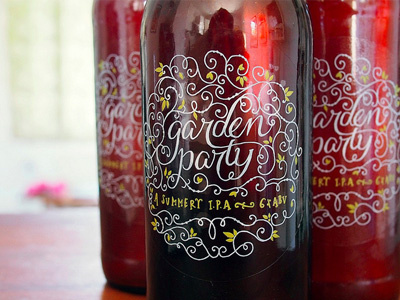 Garden Party IPA beer calligraphy flourishes hand drawn label packaging typography