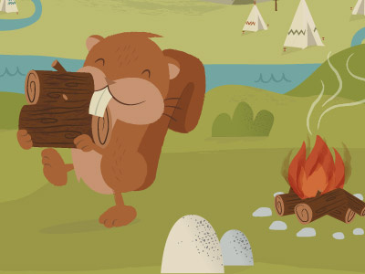Happy beaver illustration
