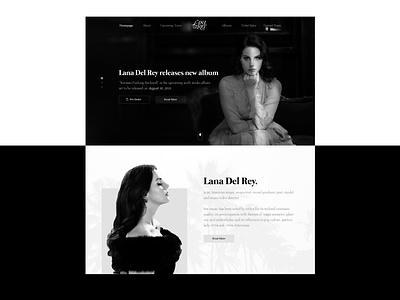 Lana Del Rey - Website Design Concept black black white uidesign web web design website