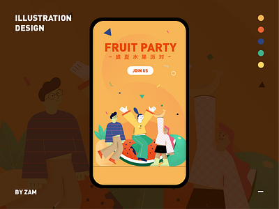 fruit party app design illustration ui web