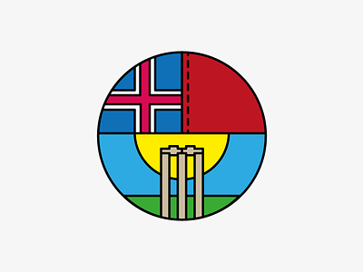 Iceland Cricket ball cricket flag grass iceland logo stumps sun