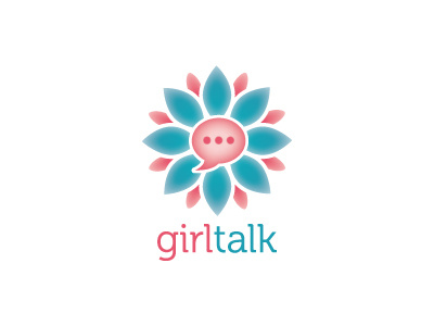 girltalk logo refresh blog bubble design feminine flower girl icon logo speech talk web women