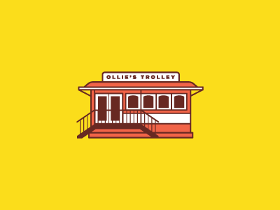 Ollie's Trolley building flat icon illustration kentucky landmark louisville ollies ollies trolley restaurant trolley vector