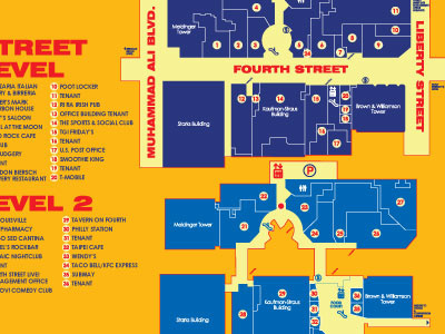 Fourth Street Live! Directory blueprint city directory illustration key kiosk live louisville map street vector