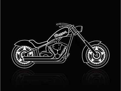 Chopper bike black chopper illustration lines moto motorbike motorcycle reflection wheel white